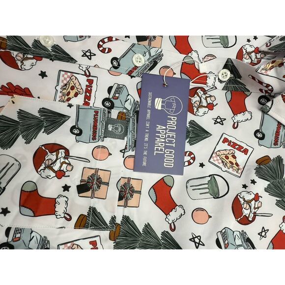 Project Good Apparel Christmas Printed Button Down Shirt Short Sleeve Mens M NWT - Picture 3 of 12